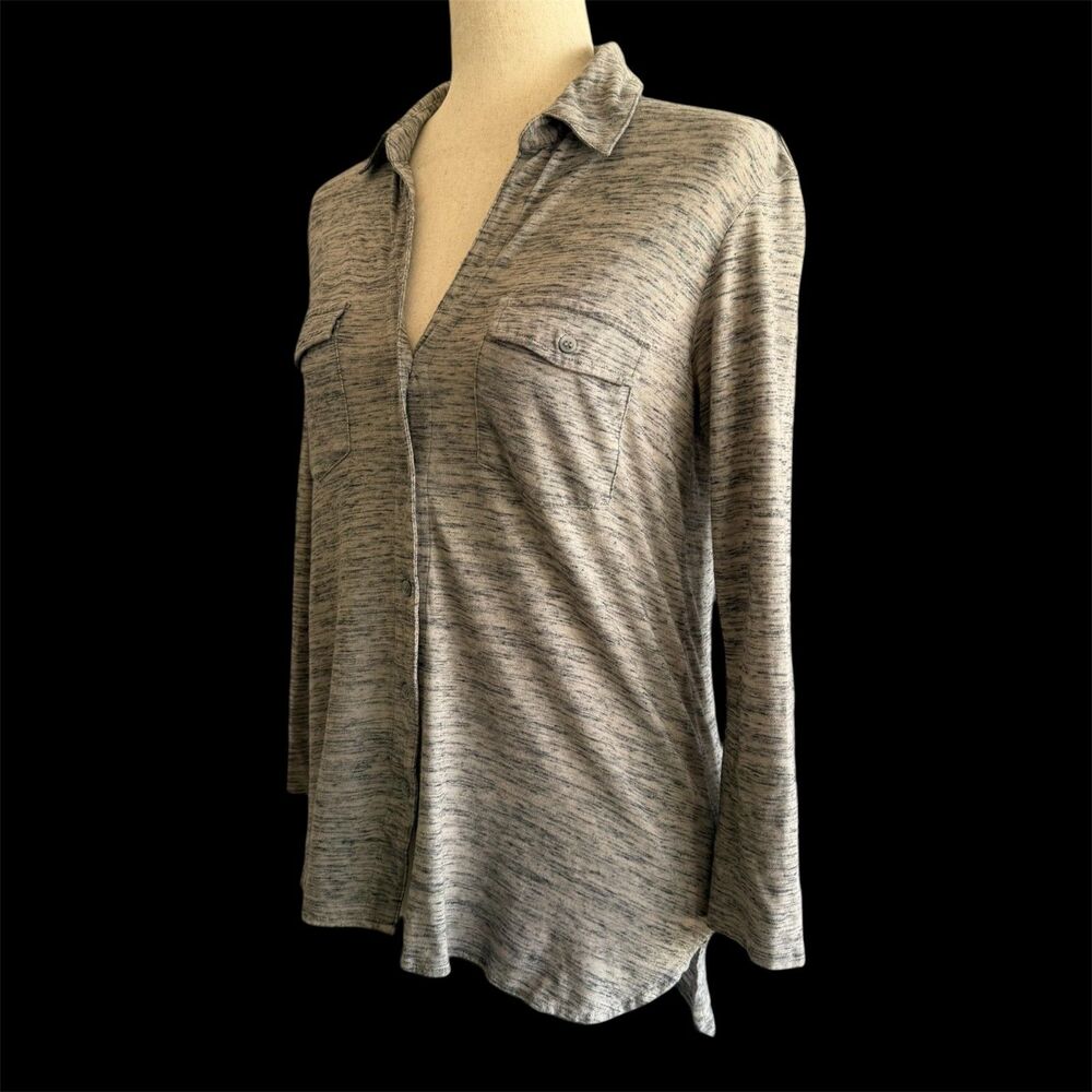 James Perse Collared Top 1 Small Minimalist Capsule Heather Gray Button Up Shirt